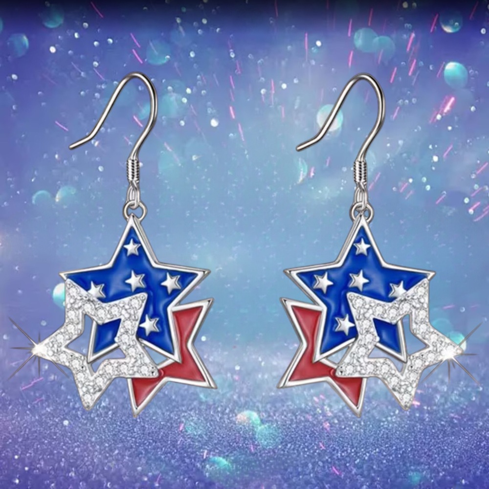 🇺🇸 Star Patriotic American Flag Earrings